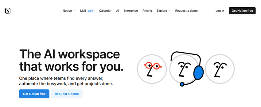 A screenshot of the Notion home page.