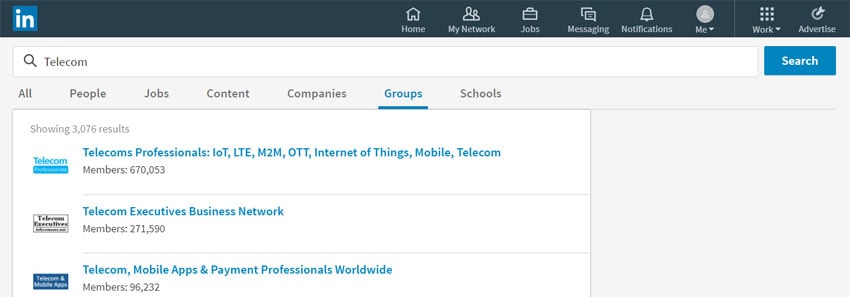 LinkedIn group search