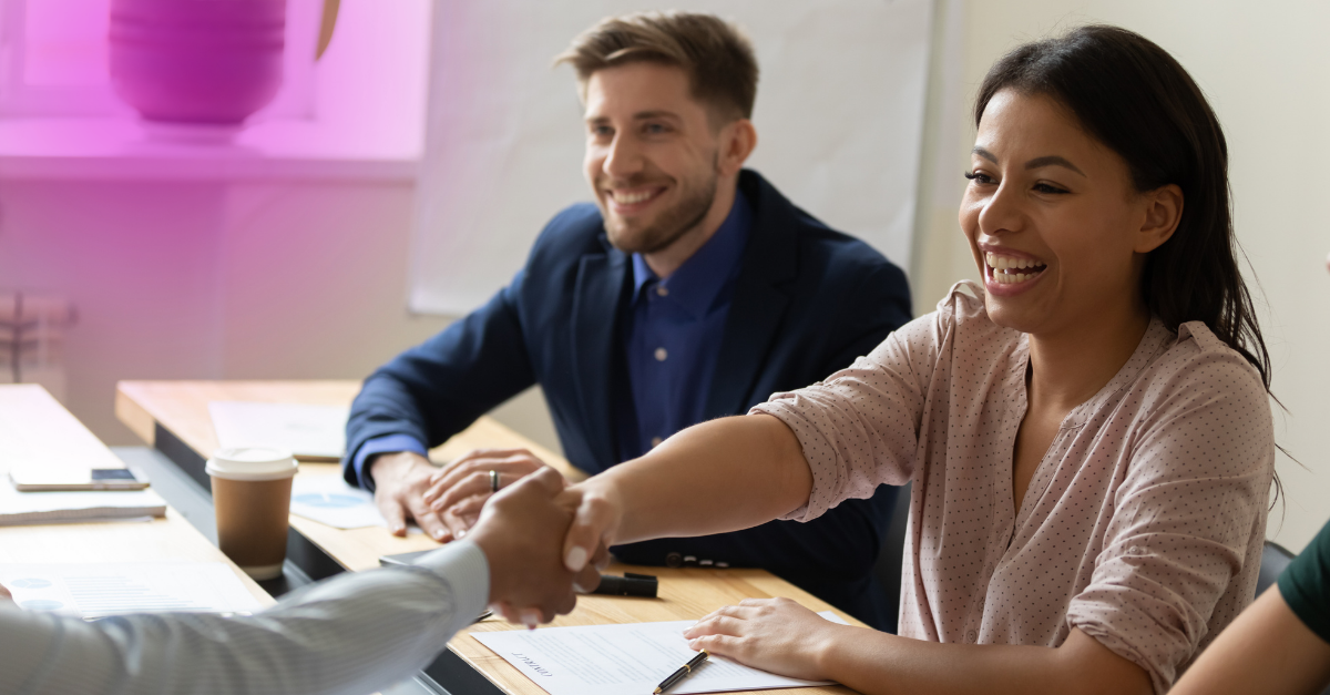 woman and man in a sales meeting