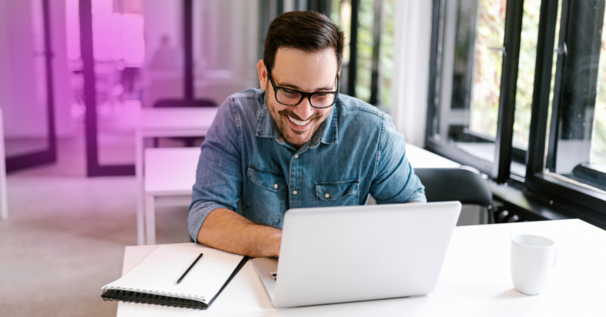 man using laptop